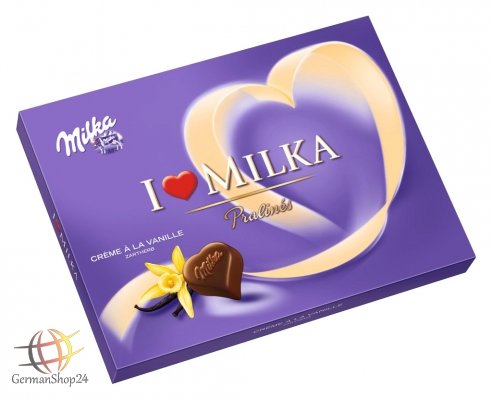 I Love Milka Chocolates, Cream A La Vanilla In Dark Chocolate logo