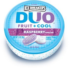 Ice Breakers Duo Fruit and Cool Sugar Free Mints, Raspberry, Pack of 8 logo