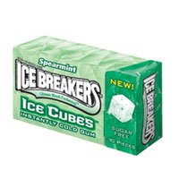 Ice Breakers Ice Cubes Instantly Cold Gum, Spearmint – 0.81 Oz, 8 Packs/box logo