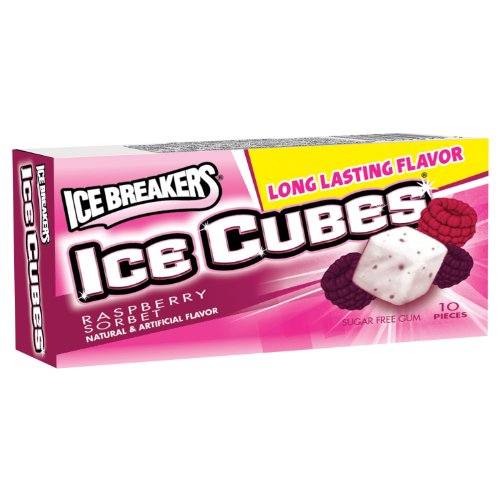 Ice Breakers Ice Cubes Sugar Free Gum, Raspberry Sorbet, 10-count Packages (Pack of 16) logo