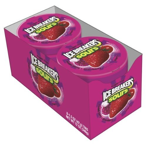 Ice Breakers Sour Mixed Berry/strawberry/cherry Flavor Sugar Free Mint Gum 8/1.5 Oz – 8 Packs logo