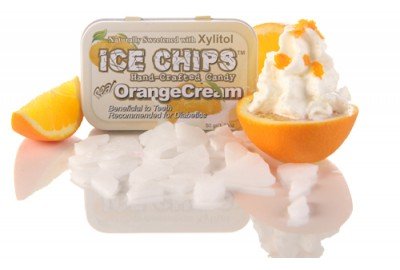 Ice Chips Orange Cream Xylitol Mints 6 Single Tins logo