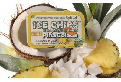 Ice Chips Pina Colada Xylitol Mints 6 Single Tins logo