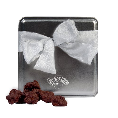 Indiana State Decadent Chocolate Clusters Silver Medium Tin ‘sycamores Offical Logo Engraved’ logo