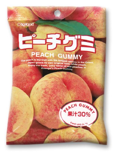 Japanese Fruit Gummy Candy From Kasugai – Peach – 107g logo