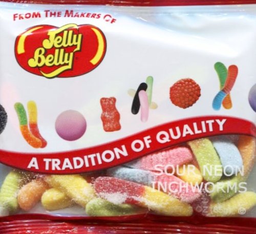 Jelly Belly 120423 Sour Neon Inchworms 3oz logo