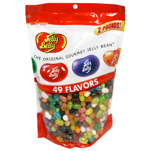 Jelly Belly Jelly Beans, 49 Flavors, 2-pound Stand-up Pouch logo