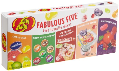 Jelly Belly Jelly Beans, Fabulous Five Gift Box, Assorted Flavors, 4.25 ounce Boxes (Pack of 4) logo