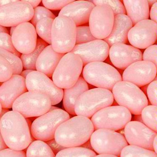 Jelly Belly Shimmer Pearlescent Jewel Pink Bubble Gum Jelly Beans 1lb Bag logo