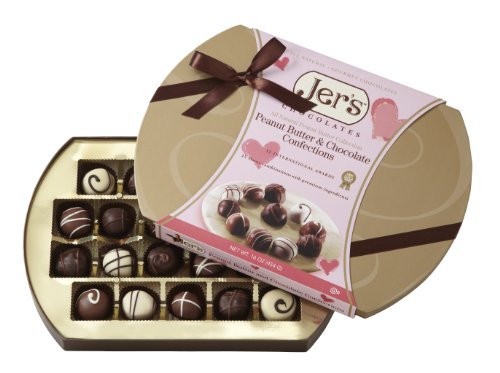 Jer’s Chocolates Happy Easter Chocolate Signature Pink Box One Pound Assorted Gift Box logo