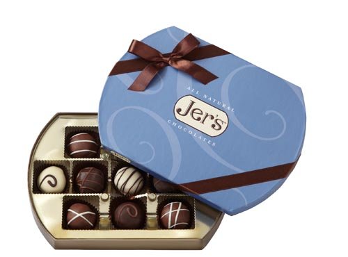 Jer’s Chocolates Signature Blue Gift Box, 8 Ounce logo