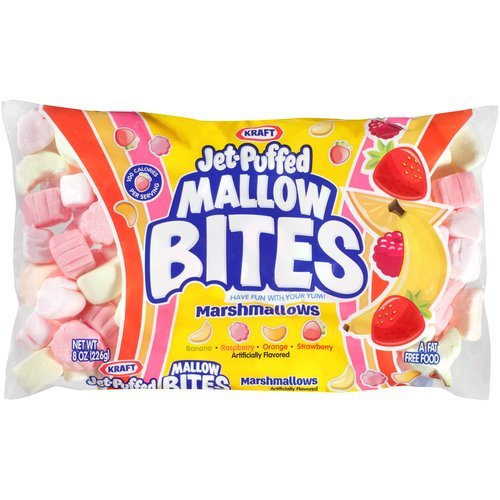 Jet-puffed, Mallow Bites Fruit Marshmallows, 8 Oz Bag (Pack of 4) logo. 