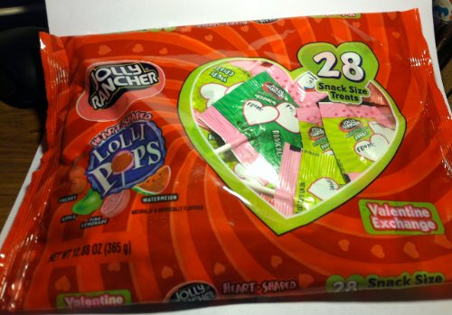 Jolly Rancher Heart Shaped Lollipops Valentine Exchange 28 Snack Size Treats, Net Wt. 12.88 Oz logo