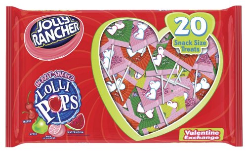 Jolly Rancher Valentine’s Snack Size Assorted Heart Shaped Lollipops, 20-piece, 9.2 ounce Bags (Pack of 6) logo