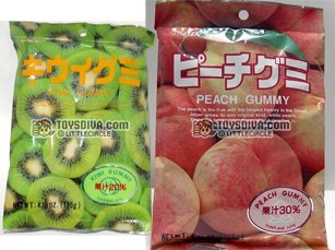 Kasugai Kiwi and Peach Gummy Candies 2 Packs (4.41 Oz / Pack) logo