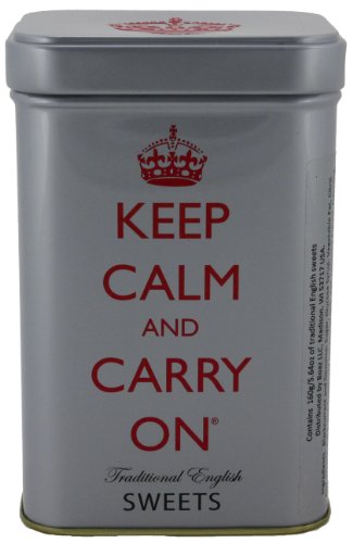 Keep Calm and Carry On Traditional English Sweets Tin, Assorted Hard Candies, 160g (5.64oz) logo