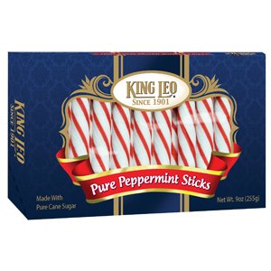 King Leo Soft Pure Peppermint Sticks 9oz Box logo