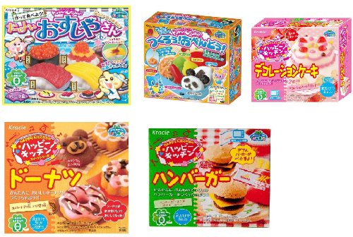 Kracie Popin Cookin 5 Item Bundle With Sushi, Hamburger, Bento, Donuts, Decoration Cake logo