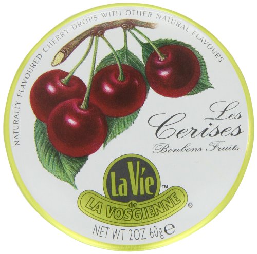 La Vie De La Vosgienne Cherry Hard Candy, 2 ounce Tins (Pack of 10) logo