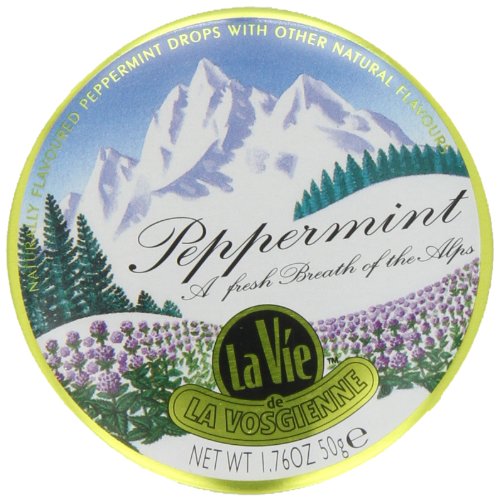 La Vie De La Vosgienne Peppermint Hard Candy, 1.76 ounce Tins (Pack of 10) logo