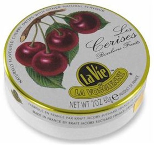 La Vie La Vosgienne Cherry Hard Candy, 2 ounce Tins (Pack of 5) logo