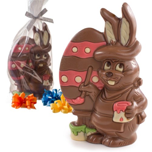 Large Chocolate Easter Bunny Painting An Egg – Hand Painted Milk Chocolate logo