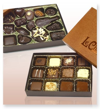 Le Chocolat Fine Handmade Chocolates & Confections Twelve Piece Milk Chocolate Truffle Gift Box logo