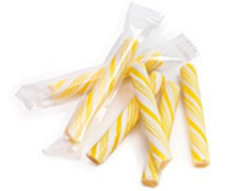 Lemon Sticklettes Yellow & White Petite Candy Sticks 250 Piece Box logo