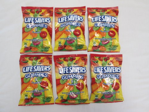 Life Savers 5 Flavors: Cherry, Watermelon, Green Apple, Strawberry, Orange Gummies Candy Share Size – 6 Individual Pack of 7 Oz Bags – Tj7 logo