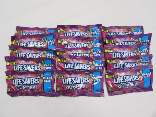 Life Savers Gummies Wild Berries: Strawberry, Red Raspberry, White Grape, Cherry Berry, Black Raspberry, Black Berry Gummy Candy Share Size – 15 Individual Pack of 4.2 Oz Bags – Tj15 logo