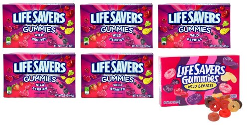 Life Savers Gummies Wild Berries: Strawberry, Red Raspberry, White Grape, Cherry Berry, Black Raspberry, Black Berry Gummy Candy Share Size – 6 Pack of 3.5 Oz Boxes logo