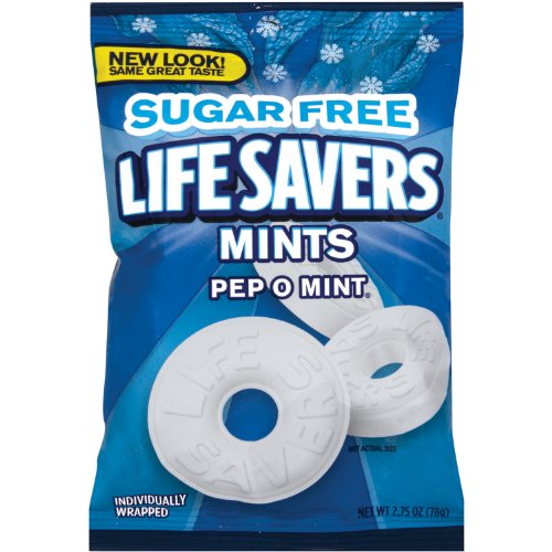 Lifesavers Sugar Free Pep-o-mint Hard Candy, 2.75 ounce Bags (Pack of 12) logo