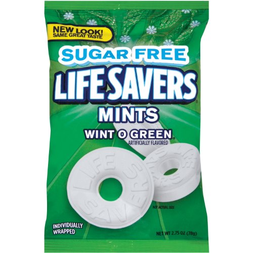 Lifesavers Sugar Free Wint-o-green Hard Candy, 2.75 ounce Bags, (Pack of 12) logo