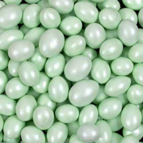 Light Green Shimmer Chocolate Covered Jordan Almonds 5lb Bag logo