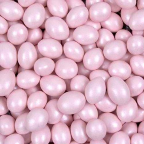 Light Pink Shimmer Chocolate Covered Jordan Almonds 5lb Bag logo