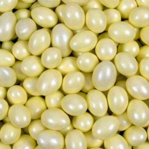 Light Yellow Shimmer Chocolate Covered Jordan Almonds 5lb Bag logo