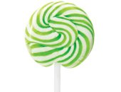 Lime Squiggly Pops Petite Green & White Swirled Lollipops 48 Piece Box logo