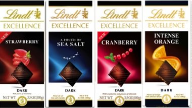 Lindt Excellence Dark Chocolate Bars 3.5 Ounces (Pack of 4) Cranberry, Intense Orange, Strawberry, Touch Of Sea Salt logo