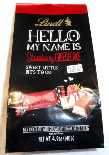 Lindt Hello My Name Is Strawberry Cheesecake Chocolate Mini Sticks Candy Bars Bag 4.9 Oz logo