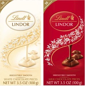 Lindt Lindor Milk Chocolate Pieces & White Chocolate Pieces Bars 3.5 Ounces (Pack of 4) logo