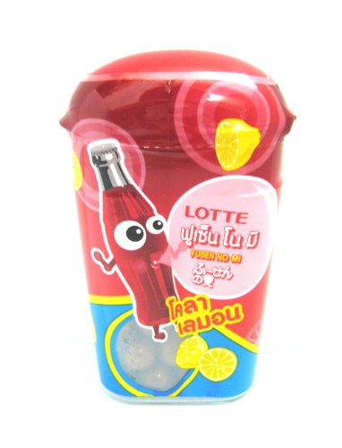 Lotte Fusen No Mi Cola With Lemon Flavour Coated Bubble Ball Chewing Gum Gums From Thailand logo