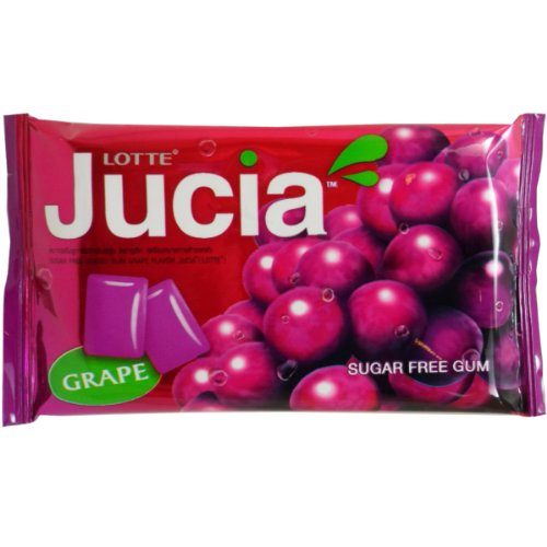 Lotte Jucia Chewing Gum Grape Flavor Sugar Free Dental Health Net Wt 12g (8 Pellets) X 10 Bags logo