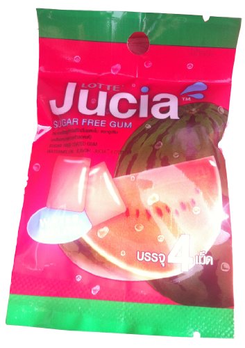 Lotte Jucia Sugar Free Coated Gum Watermelon Flavor. (Pack of 10) logo