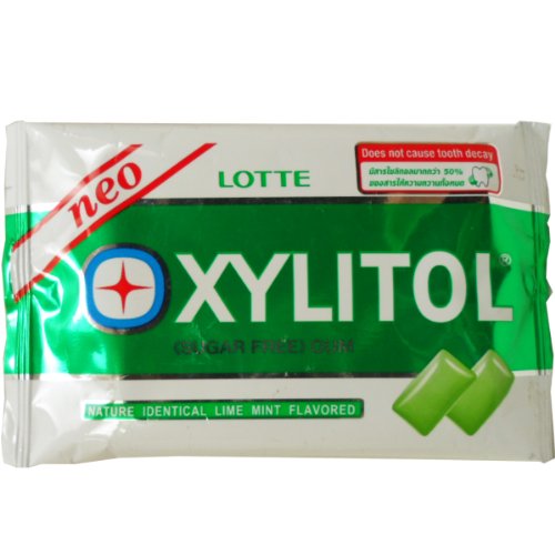 Lotte Xylitol Neo Dental Health Chewing Gum Lime Mint Flavored Sugar Free 12 G (8 Pellets) X 10 Bags logo