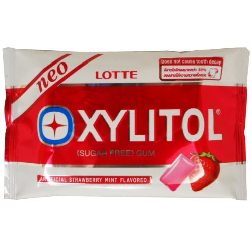 Lotte Xylitol Neo Dental Health Chewing Gum Strawberry Mint Flavored Sugar Free 12g (8 Pellets) X 10 Bags logo