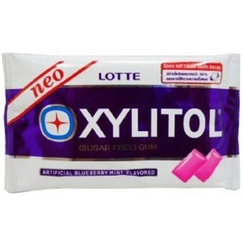 Lotte Xylitol Sugar Free Chewing Gum Artificial Blueberry Mint Flavored Gums logo