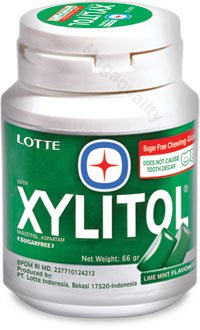 Lotte Xylitol Sugar Free Chewing Gum Lime Mint 61g. Product Of Thailand logo