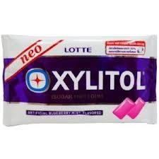 Lotte Xylitol Sugar Free Gum Artificial Blueberry Mint Flavoured 12 G. (4 Packs) logo