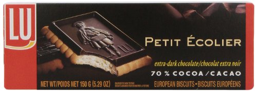 Lu Cookies Le Petit Ecolier, The Little Schoolboy, Extra Dark Chocolate, 5.29 ounce Boxes (Pack of 6) logo