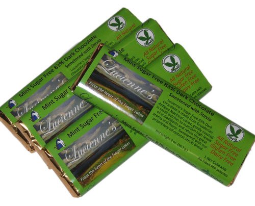 Lucienne’s Mint Sugar Free Chocolate, 4 – 2 Oz. Bars, Sweetened With Stevia. The Finest Quality Ecuadorian Chocolate. All Natural Ingredients. 83% Cocoa Chocolate, Flavored With Natural Peppermint Oil. logo